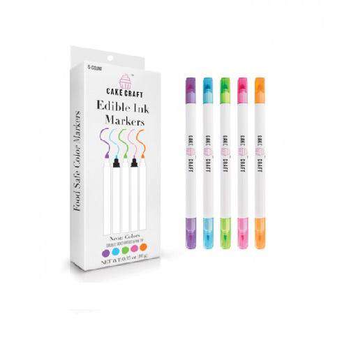 Neon Colours Edible Marker Pens - 5 Pack - Click Image to Close